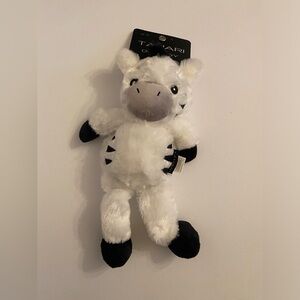 NWT Tahari Plush Stuffed Soft Dog Puppy Chew Toy Quiet Zebra Black White L